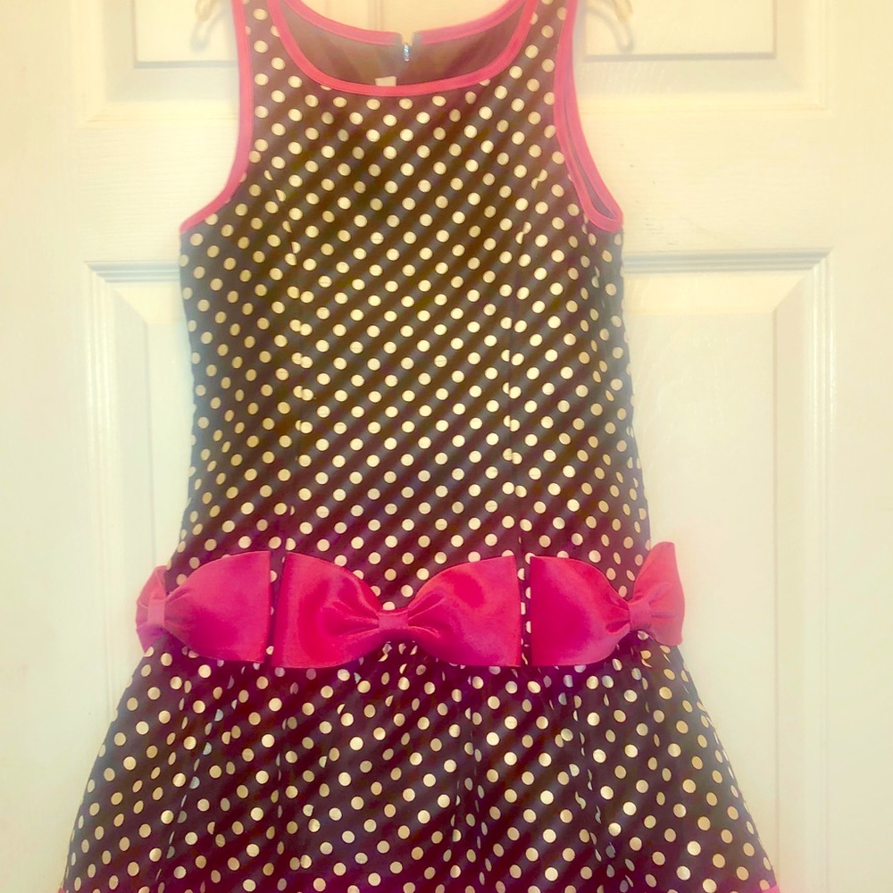 Little girl dress black polka dot